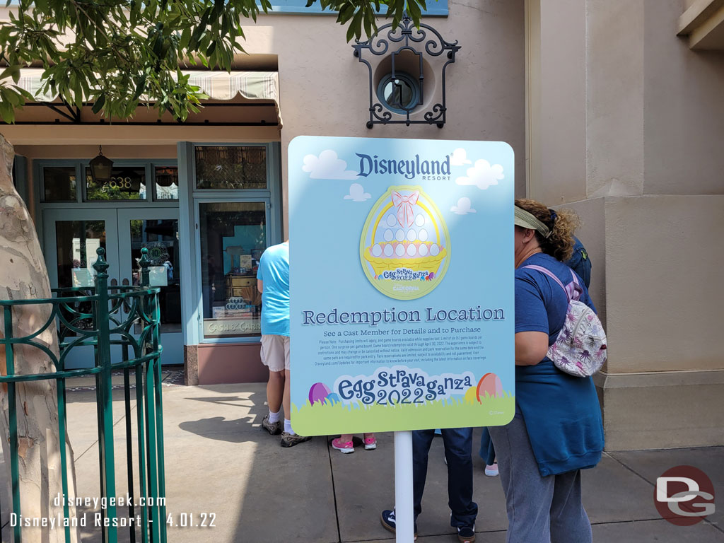 An egg redemption location on Buena Vista Street.