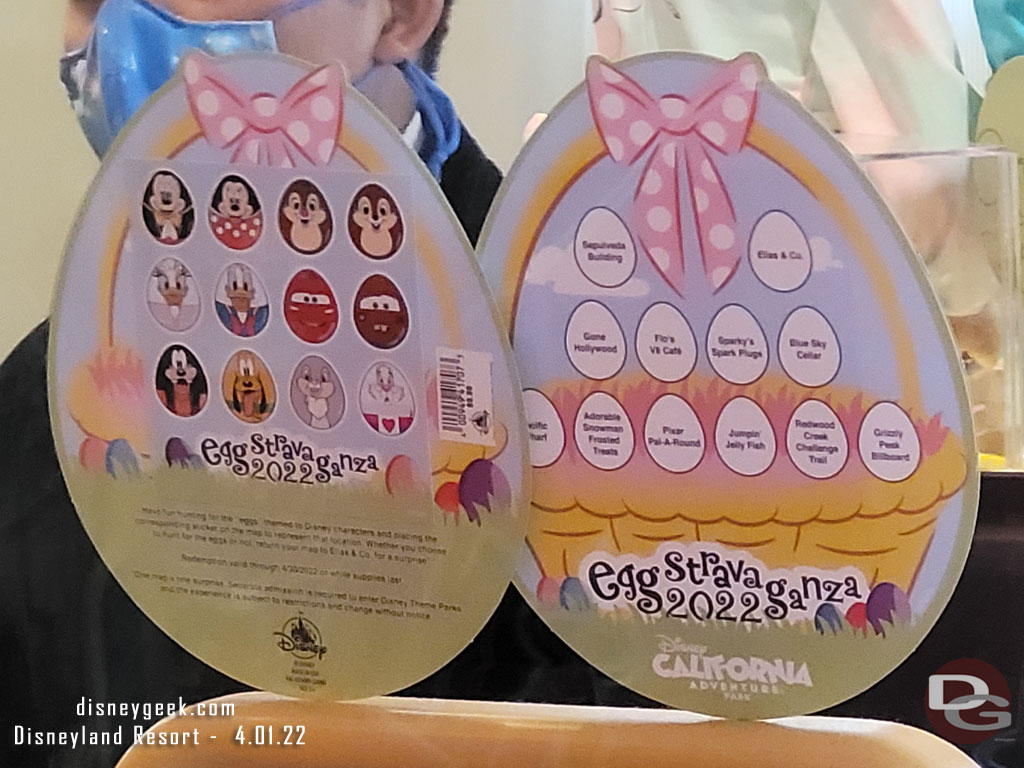 The Disney California Adventure Eggstravaganza game board.