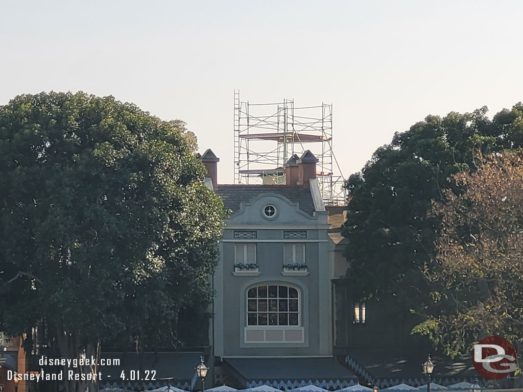 A closer look at the work on the roof of Club 33.