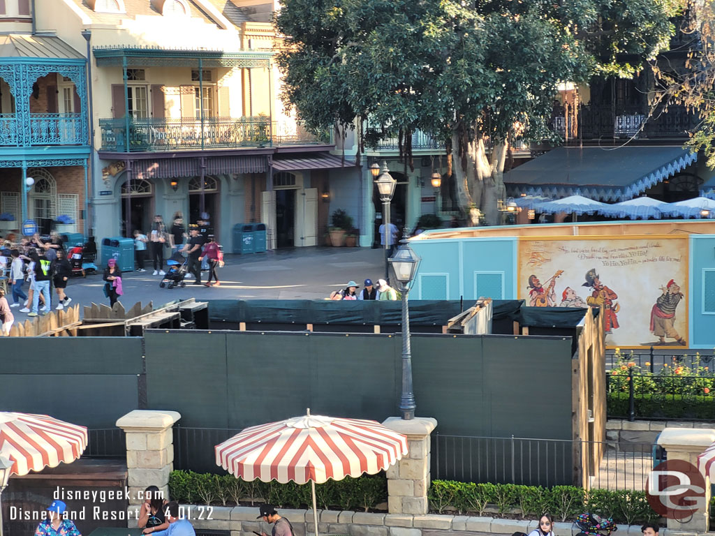 Renovation work going on with the Fantasmic tower.