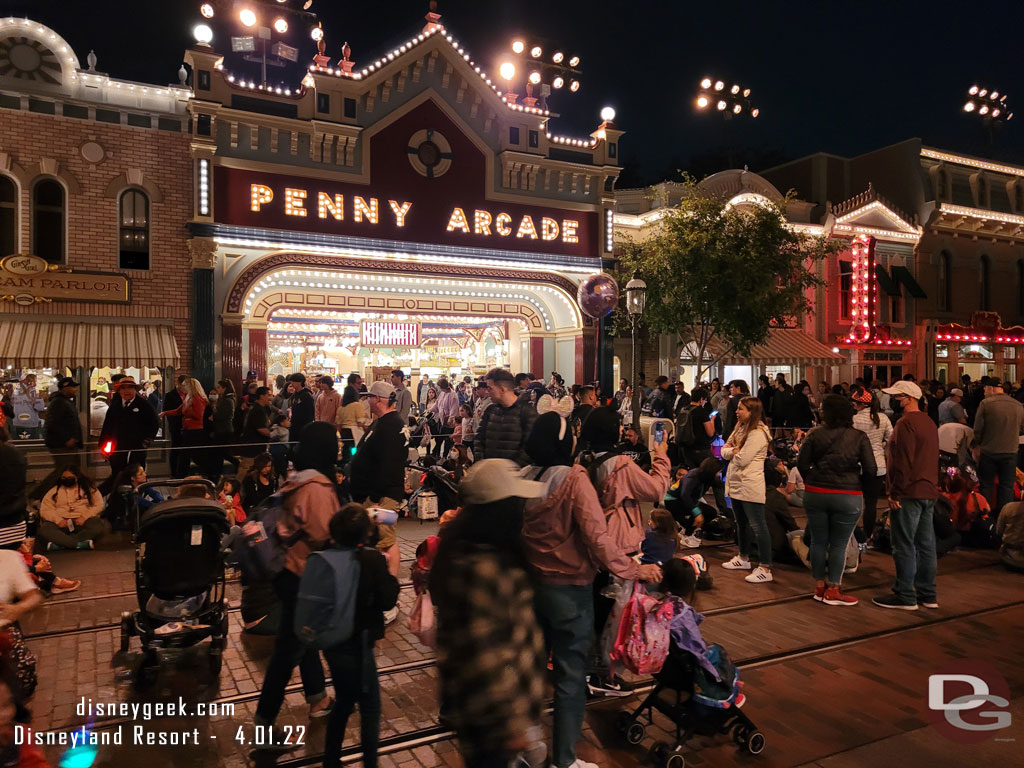 The first portion of Main Street had people was not crowded.