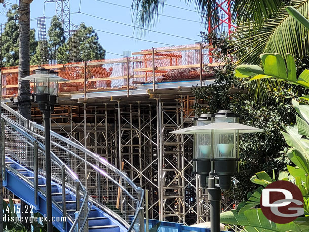 The temporary supports look to be in place for the second floor and crews were working on the floor today.  Assuming they are setting up the rebar structure and preparing for the next concrete pour.