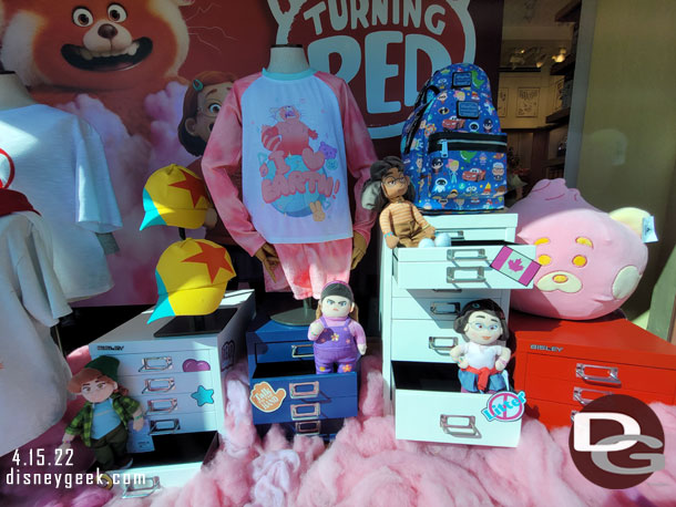 Knick's Knacks on Pixar Pier features a selection of Turning Red merchandise