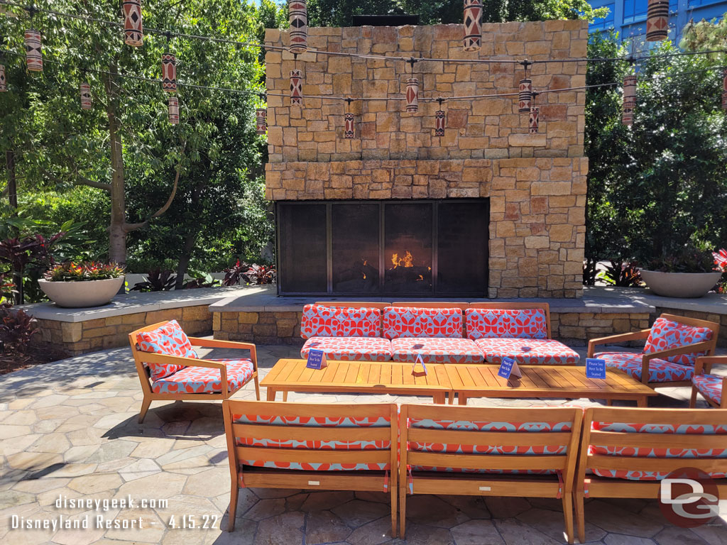 No one enjoying the fireplace this afternoon.  All those signs say you have to see a hostess to be seated.