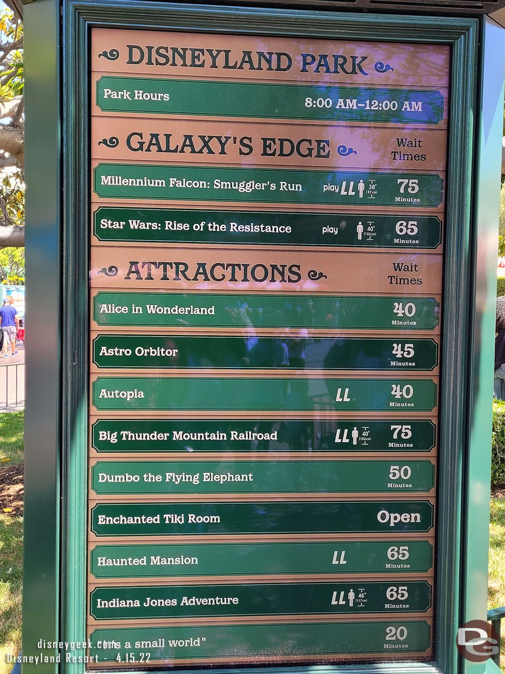 12:30pm - Disneyland wait times