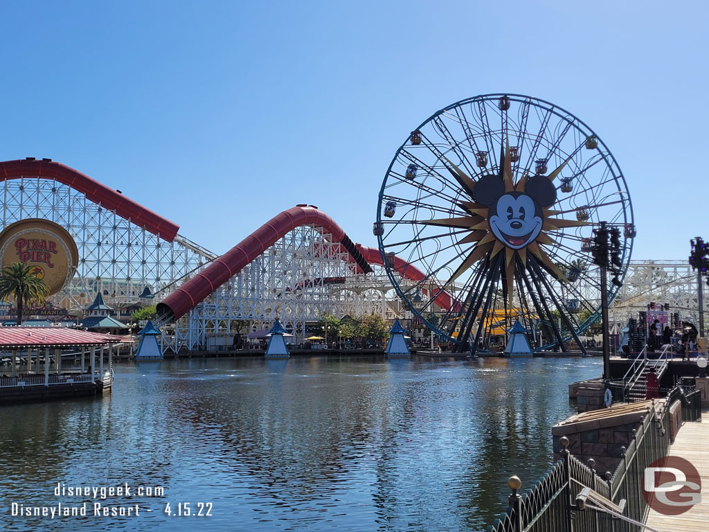 The work scaffolding/platforms for the World of Color projector housings has been removed.  The show is slated to return next Friday.