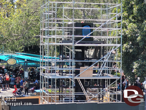 The tower closest to the Haunted Mansion was raised and being worked on.  Looks like all the equipment on it is being replaced.