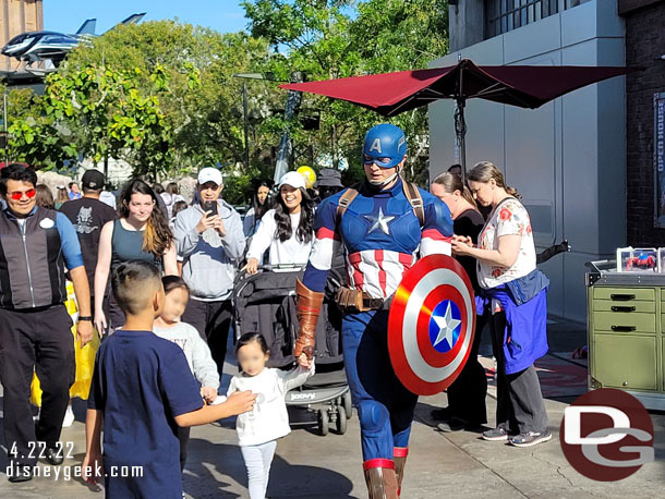 Captain America out for a stroll.