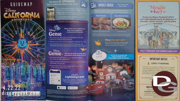 The current Disney California Adventure guidemap