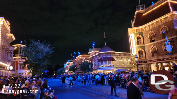 8:42pm - The Intro is playing on Main Street USA for the Main Street Electrical Parade