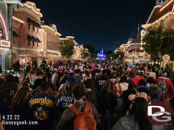 9:15pm - On the street and waiting for Disneyland Forever now.