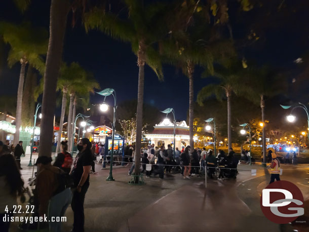 A queue for the trams set up tonight.