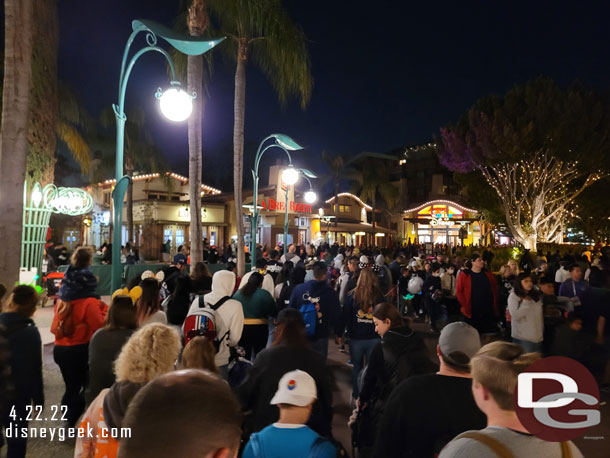 9:50pm - In line for the tram.