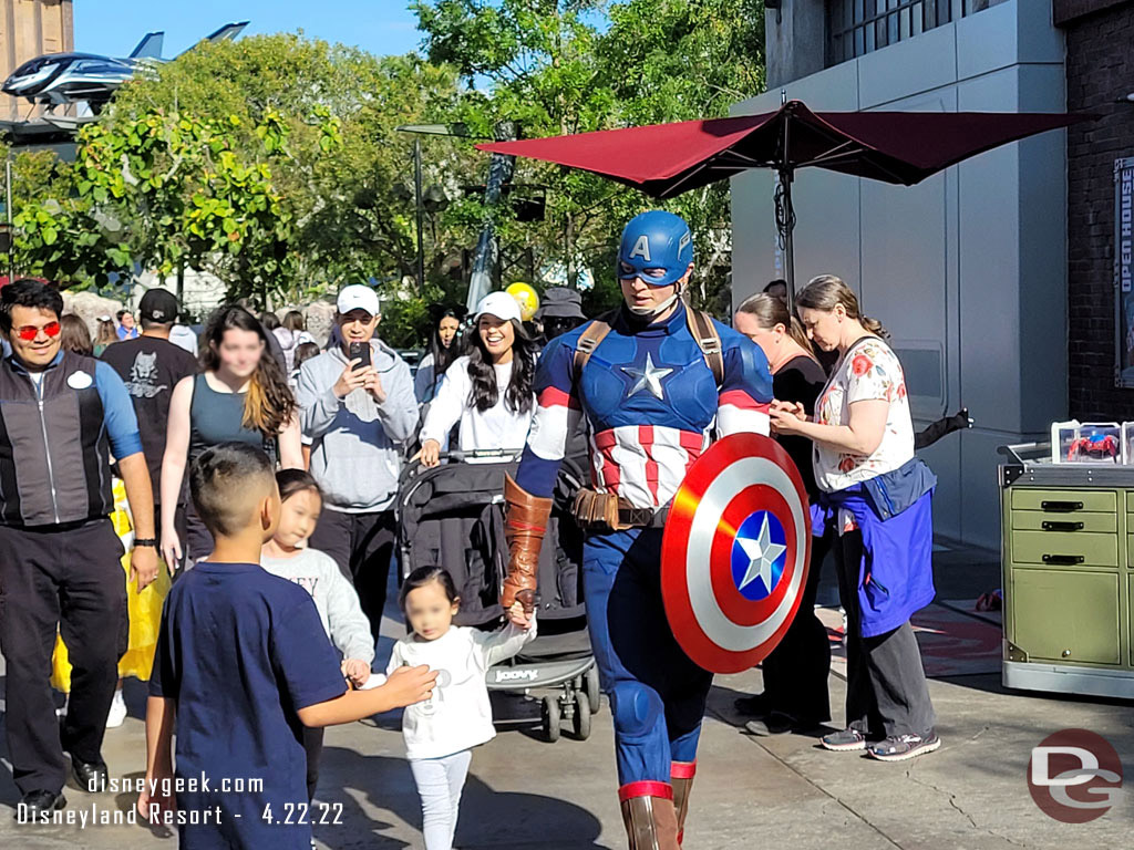 Captain America out for a stroll.