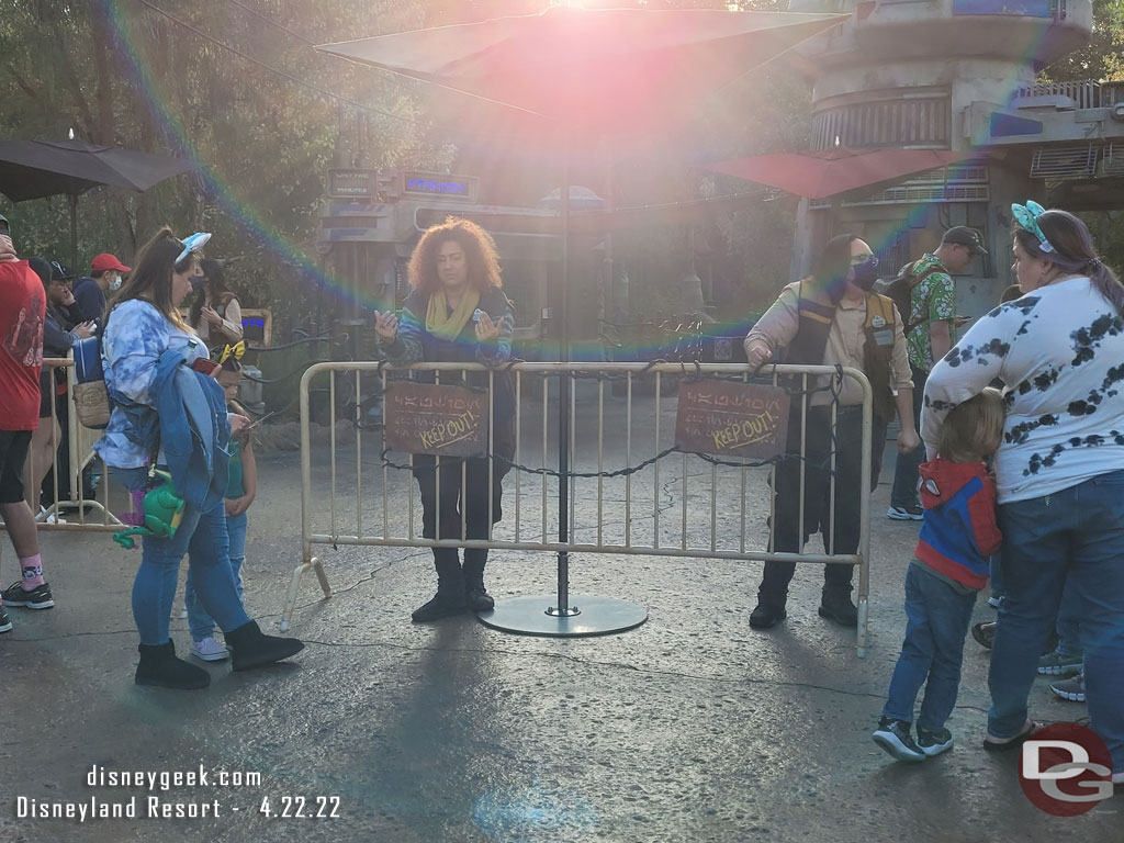 Rise of the Resistance is down and the cast members have barriers up at the entrance.