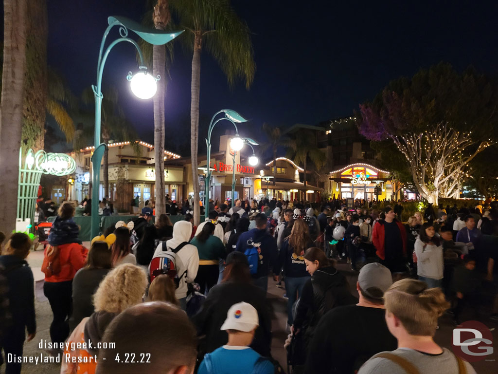 9:50pm - In line for the tram.