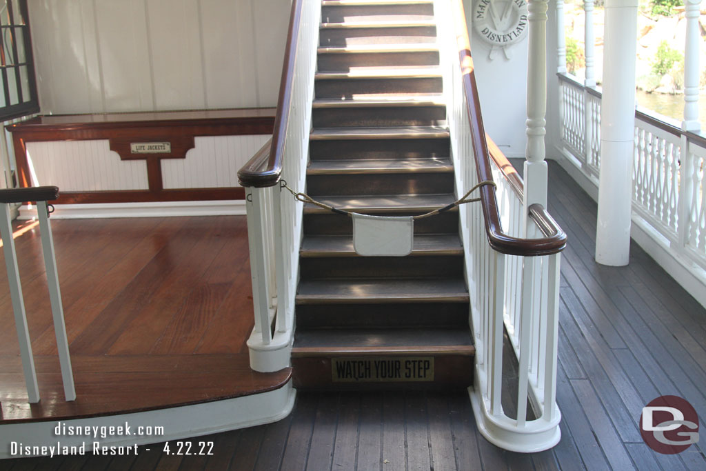 The aft stairway is still closed on the Mark Twain.