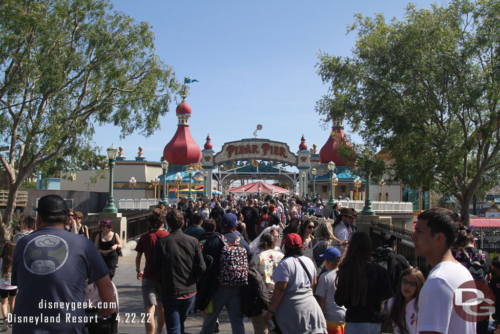 A healthy crowd moving around the park this afternoon.