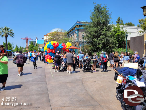 Balloons mark a location for the Fun Fest, a few switchbacks if you wanted to enter the booth.