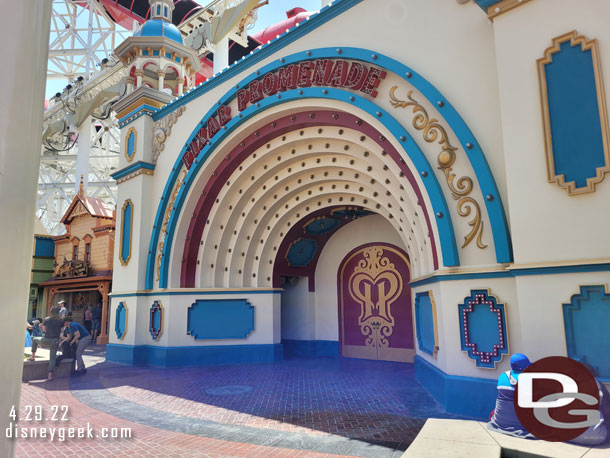 The small stage is removed from Pixar Pier.