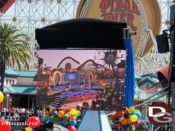 The large screen showed shots of the crowd and area.