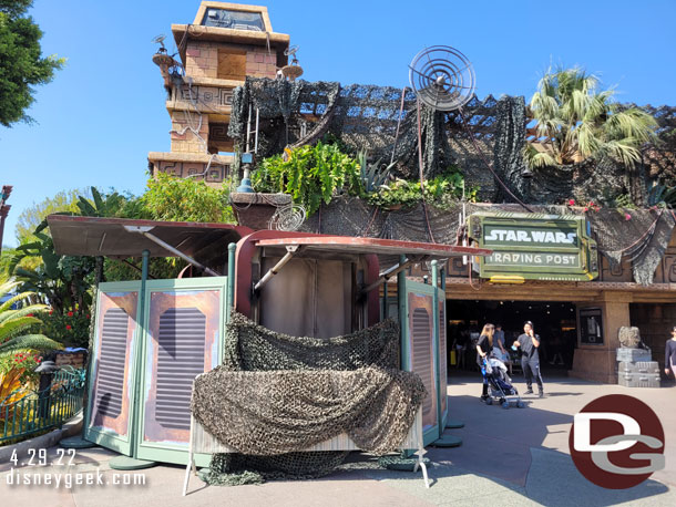 A new kiosk is being installed outside the Star Wars Trading Post