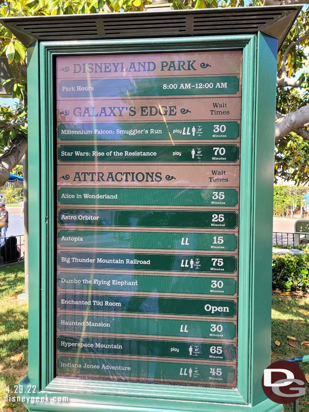 3:54pm - Disneyland Wait Times