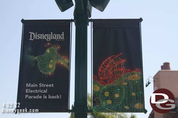 Main Street Electrical Parade banner in Downtown Disney