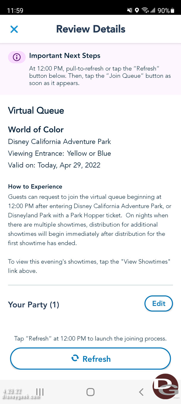 Ready to try for the virtual queue for World of Color.