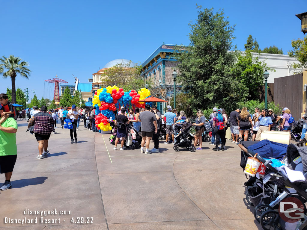 Balloons mark a location for the Fun Fest, a few switchbacks if you wanted to enter the booth.