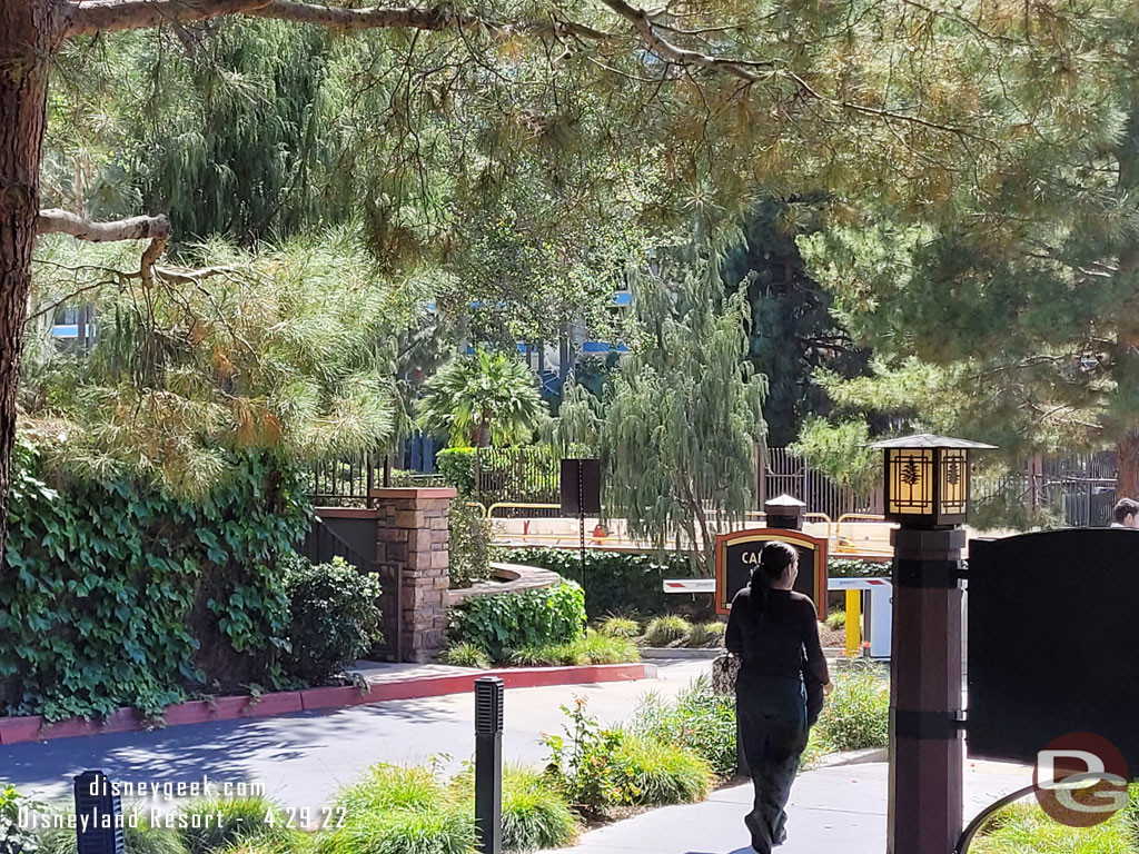 The new guest walkway to reach Disney California Adventure from the Paradise Pier Hotel is under construction.