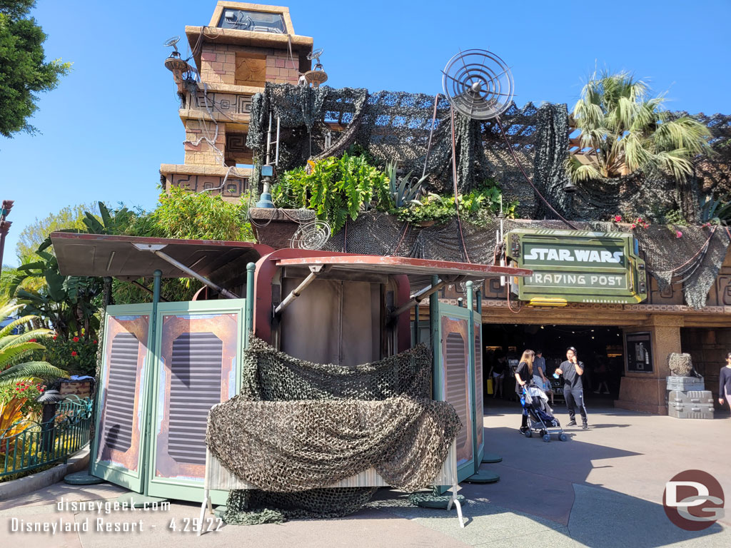 A new kiosk is being installed outside the Star Wars Trading Post