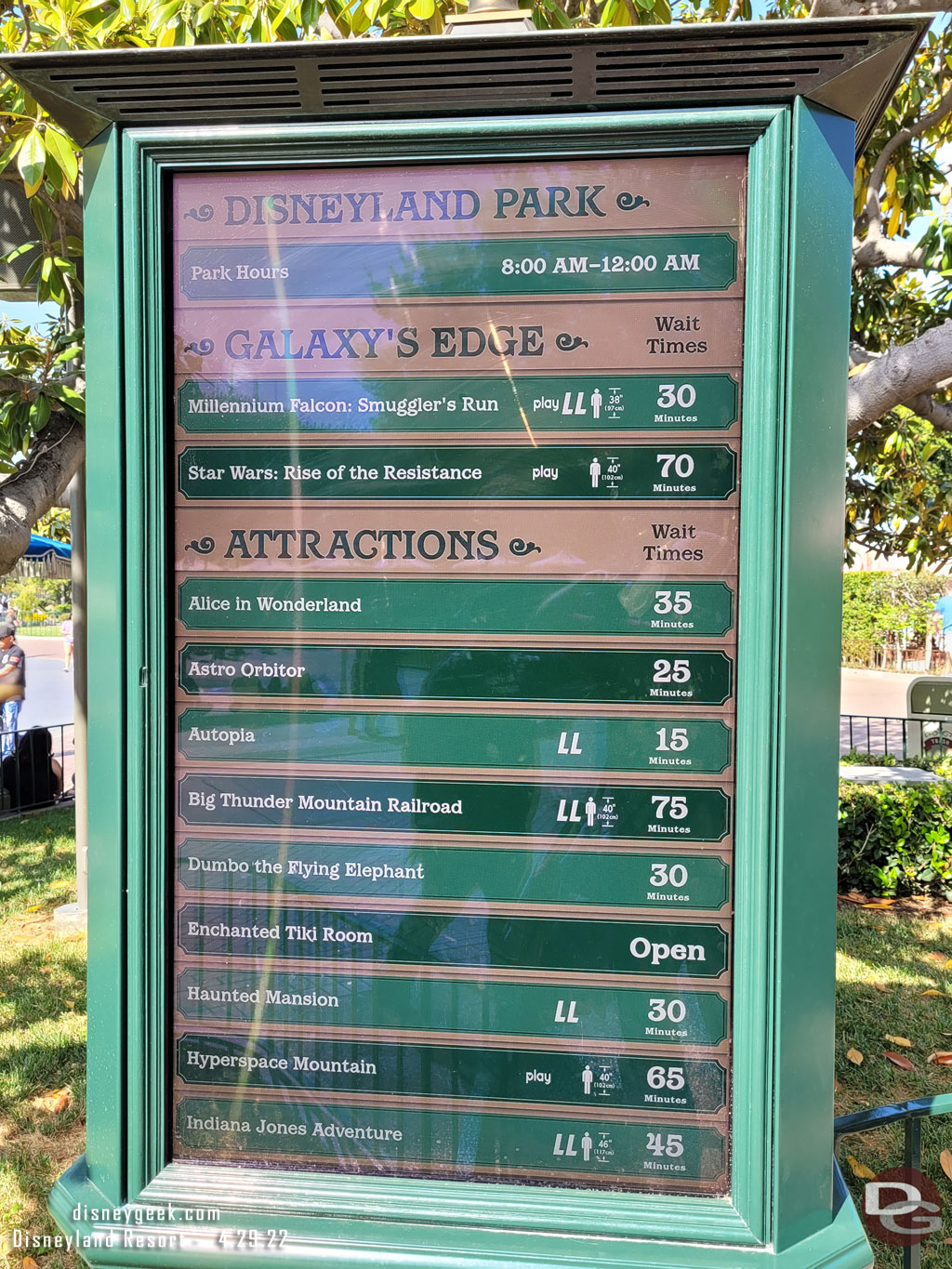 3:54pm - Disneyland Wait Times