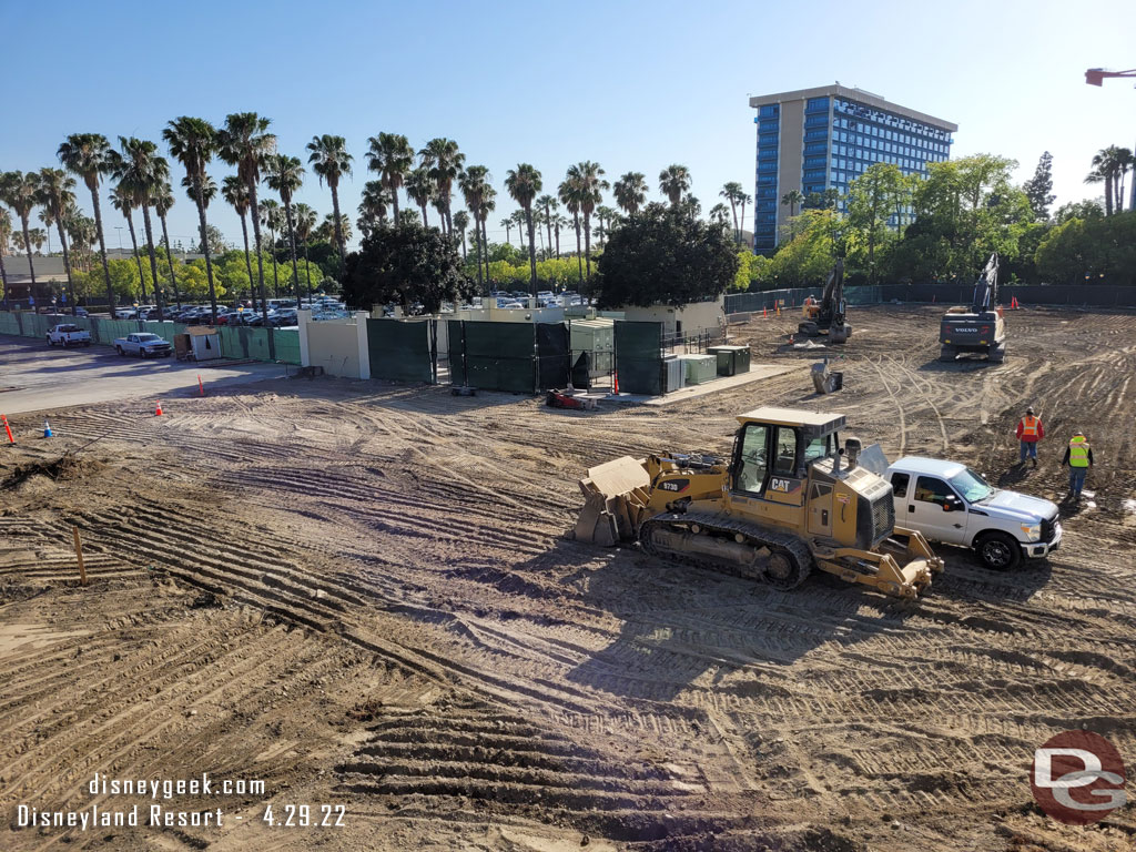 At the Downtown Disney construction site the concrete has all been removed and the ground is being leveled off