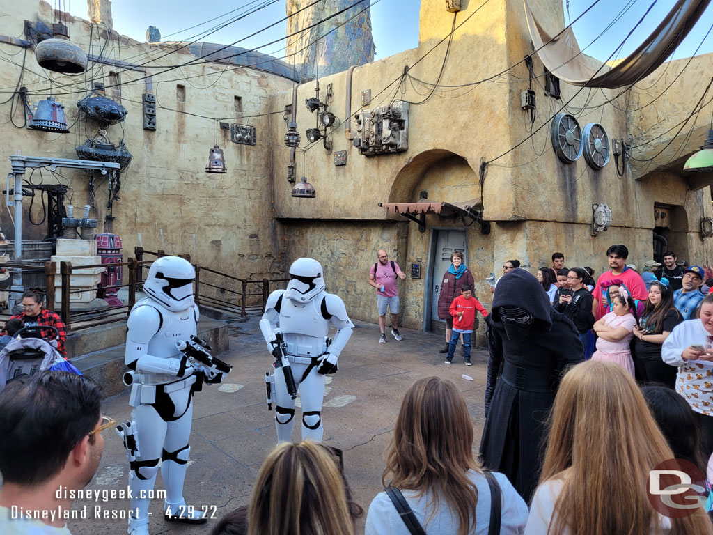 Kylo Ren and a couple Storm Troopers in Black Spire Outpost