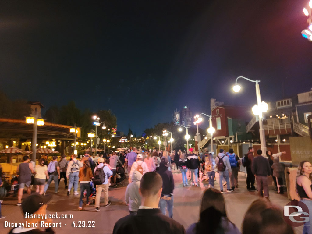 9:26pm - Joining the crowd exiting the park.