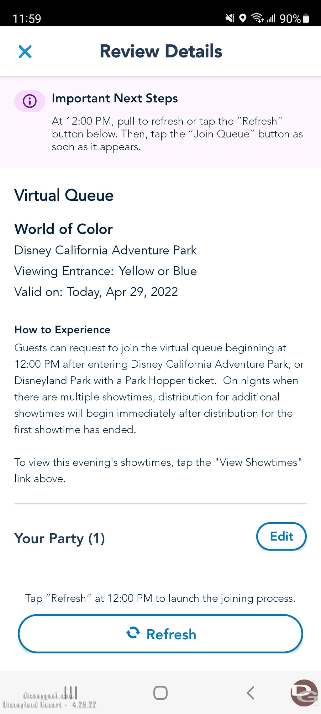 Ready to try for the virtual queue for World of Color.