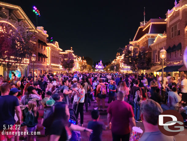 9:23pm - Moved out into the street and found a spot for Disneyland Forever.