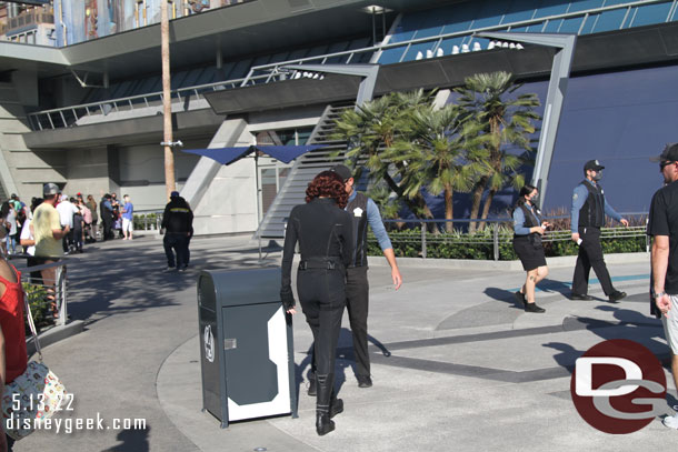 Black Widow was examining the trash can