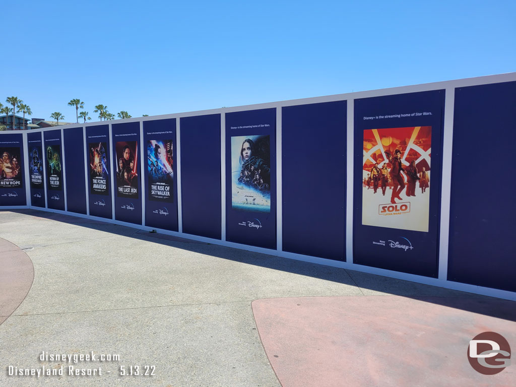 The walls in Downtown Disney advertise Star Wars on Disney+