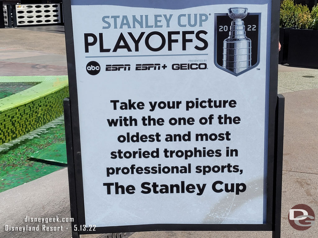 The Stanley Cup was on display near Splitsville today (and Saturday) to promote the NHL playoffs on ABC, ESPN and ESPN+