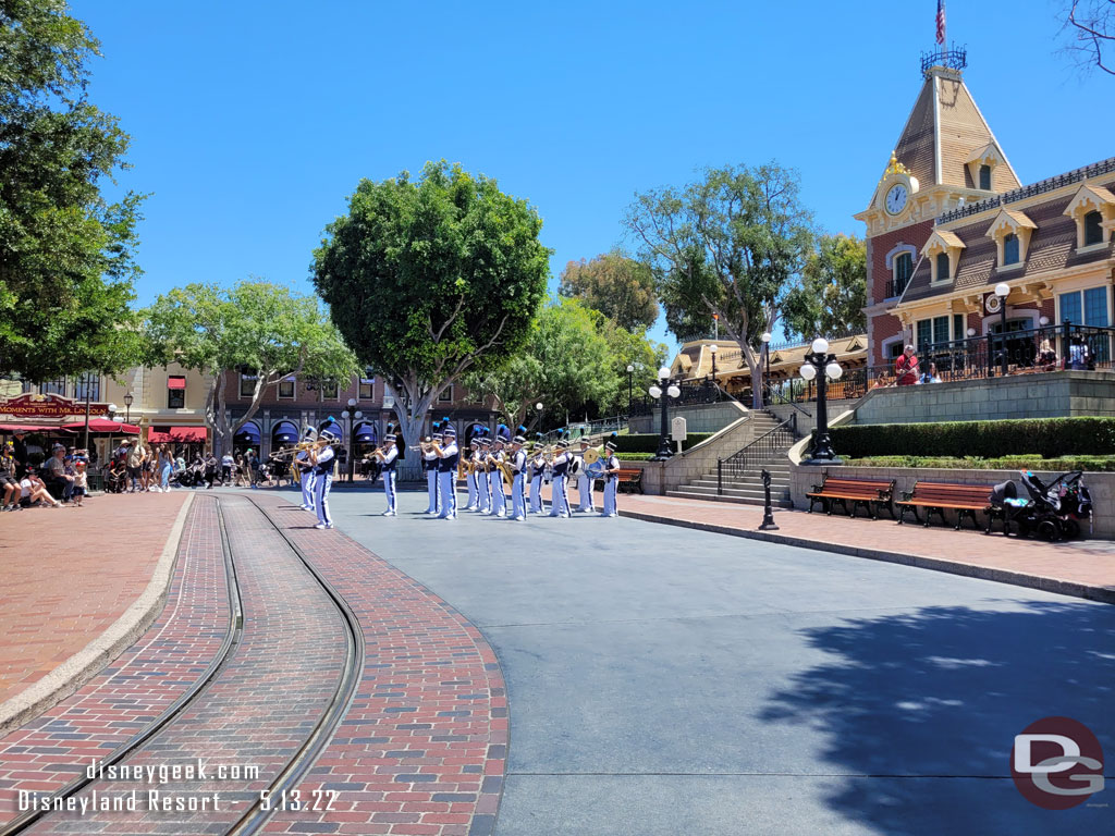 The Disneyland Band was performing in Town Square.