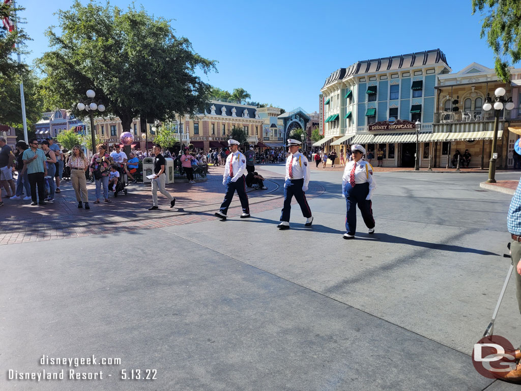 No Disneyland Band nor Dapper Dans at the Flag Retreat today, both were scheduled.  So the honor guard conducted the ceremony with  pre-recorded audio.