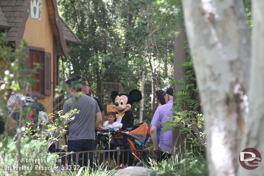 Mickey Mouse was meeting guests near the Fantasyland Theatre this afternoon