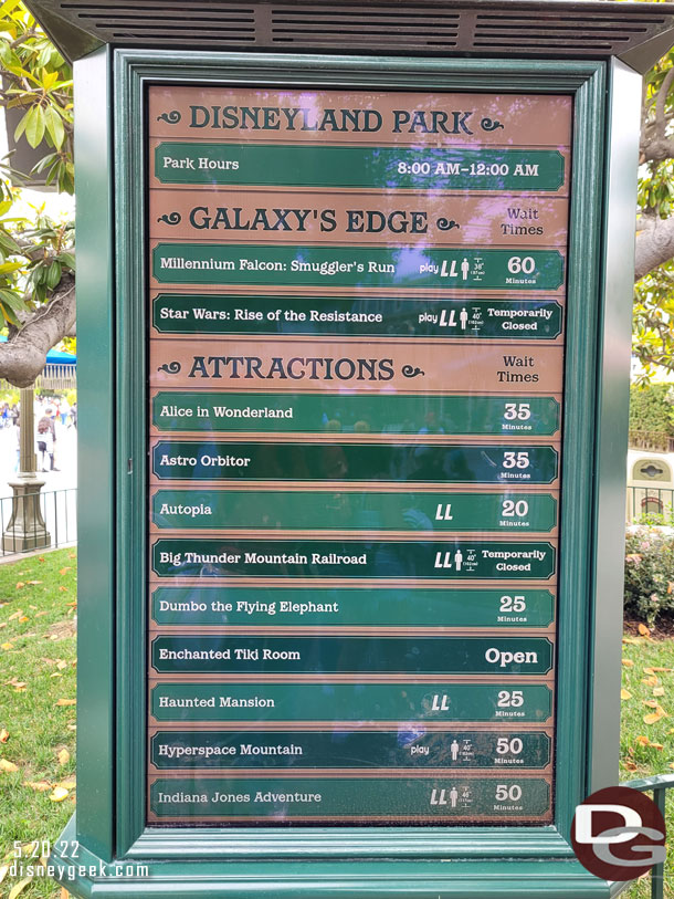 12:14pm - Disneyland Wait Times