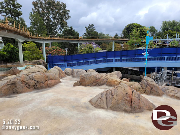 A check of the Finding Nemo Submarine Voyage renovation.  No opening date yet, but the lagoon is now filled with water.