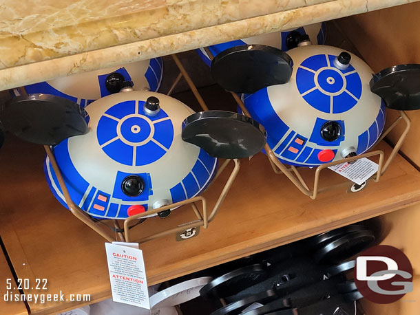 A friend was looking for R2D2 hats.  No luck in Tomorrowland, but did find them on Main Street USA in the Mad Hatter store.