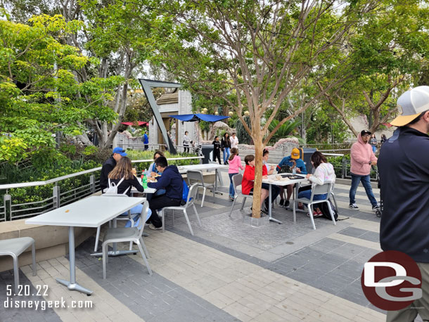 Tables were scattered around Avengers Campus