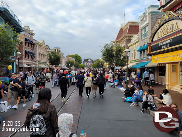 6:37pm - All curb seating is gone for the 8:45pm Main Street Electrical Parade