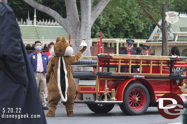 Dale was roaming around Town Square.  He stopped to check out the firetruck